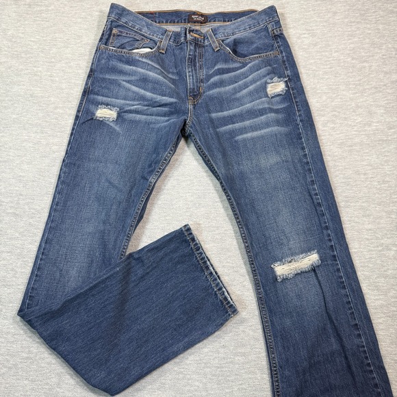 Adam Levine Men's 34x34 Blue Bootcut Distressed 100% Cotton Jeans Made in Colomb - Picture 1 of 9
